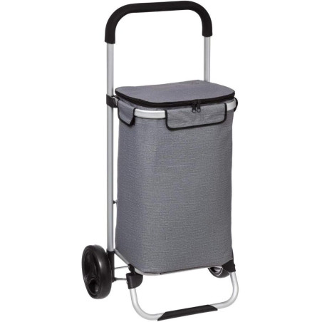 Chariot de courses isotherme en aluminium - 40L - Gris - L 46 x P 34 x H 96 cm