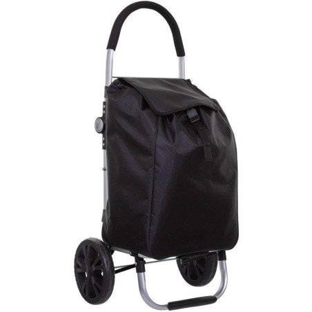 Chariot de courses pliant en aluminium et toile - 51L - Noir - L 44,5 x P 37 x H 98 cm