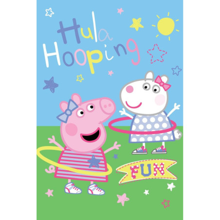 Peppa Pig - Couverture polaire "Hula hoop" - 100 x 150 cm