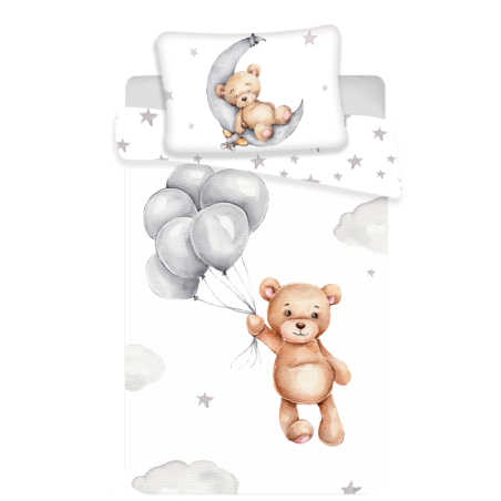 Parure de lit bébé en coton "Ballons et ourson" - 100 x 135 cm