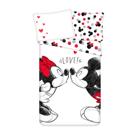 Disney - Parure de lit en coton "Minnie et Mickey : Love 2" - 140 x 200 cm