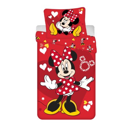 Disney - Parure de lit en coton "Minnie : Hearts" - Rouge - 140 x 200 cm