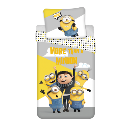 Minions 2 - Parure de lit en coton - Jaune/Gris 140 x 200 cm