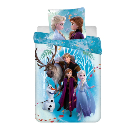 Disney - Parure de lit en coton "La Reine des Neiges : Famille" - Bleu - 160 x 200 cm