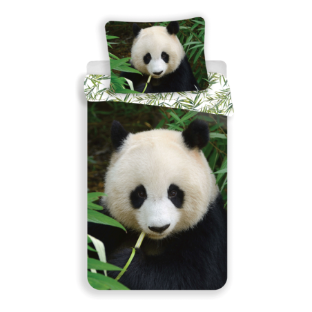 Parure de lit en coton "Panda" - Noir/blanc- 140 x 200 cm