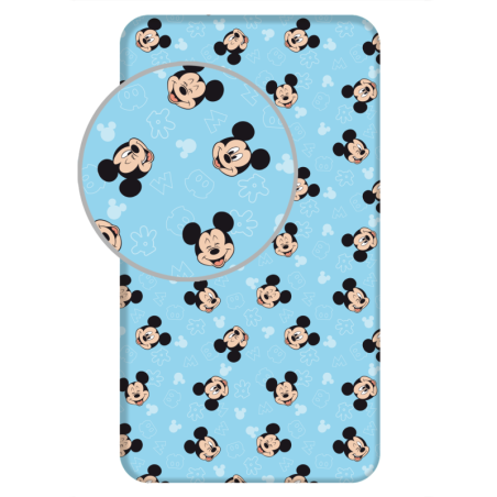 Disney - Drap housse en coton "Mickey" - Bleu - 90 x 200 cm