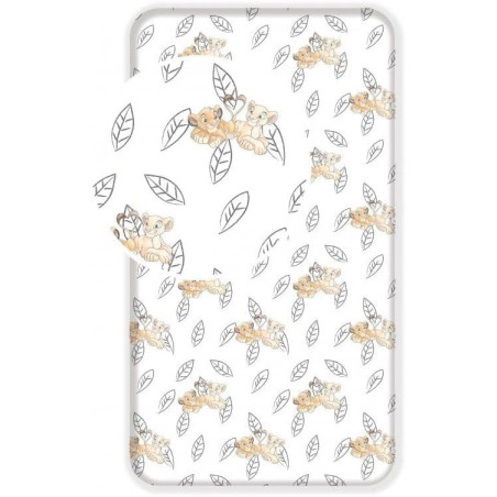 Disney - Drap housse en coton "Le Roi Lion : Meilleurs amis" - Blanc/beige - 90 x 200 cm