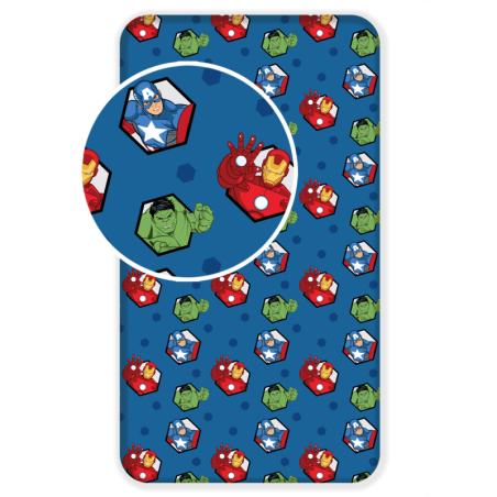 Disney - Drap housse en coton "Avengers" - Bleu - 90 x 200 cm