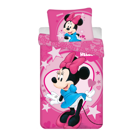 Disney - Parure de lit en microfibre "Minnie : Hello" - Rose - 140 x 200 cm
