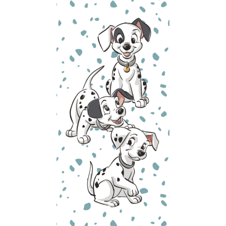 Disney - Serviette de plage en coton "Les 101 Dalmatiens"- Blanc - 70 x 140 cm