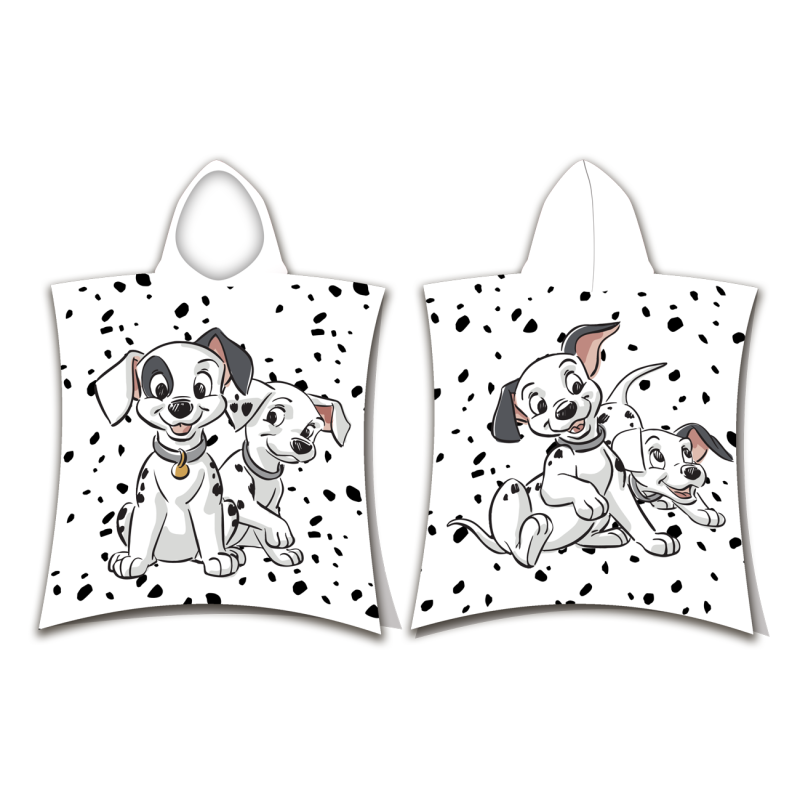 Disney - Poncho de douche avec capuche en coton Les 101 Dalmatiens - Blanc - 50 x 115 cm