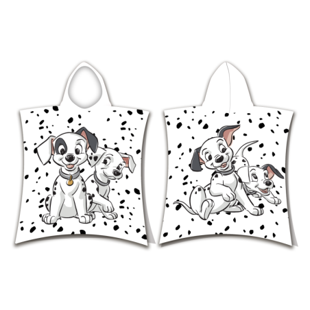 Disney - Poncho de douche avec capuche en coton "Les 101 Dalmatiens" - Blanc - 50 x 115 cm