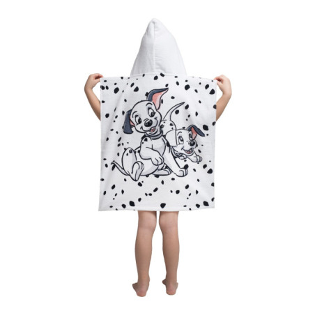 Disney - Poncho de douche avec capuche en coton Les 101 Dalmatiens - Blanc - 50 x 115 cm