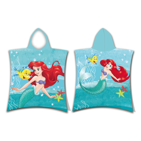 Disney - Poncho de douche avec capuche en coton "La Petite Sirène : Ariel" - Multicolore - 50 x 115 cm