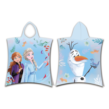 Disney - Poncho de douche avec capuche en coton "La Reine des Neiges" - Bleu - 50 x 115 cm