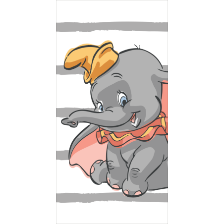 Disney - Serviette de plage en coton "Dumbo"- Blanc/Gris - 70 x 140 cm