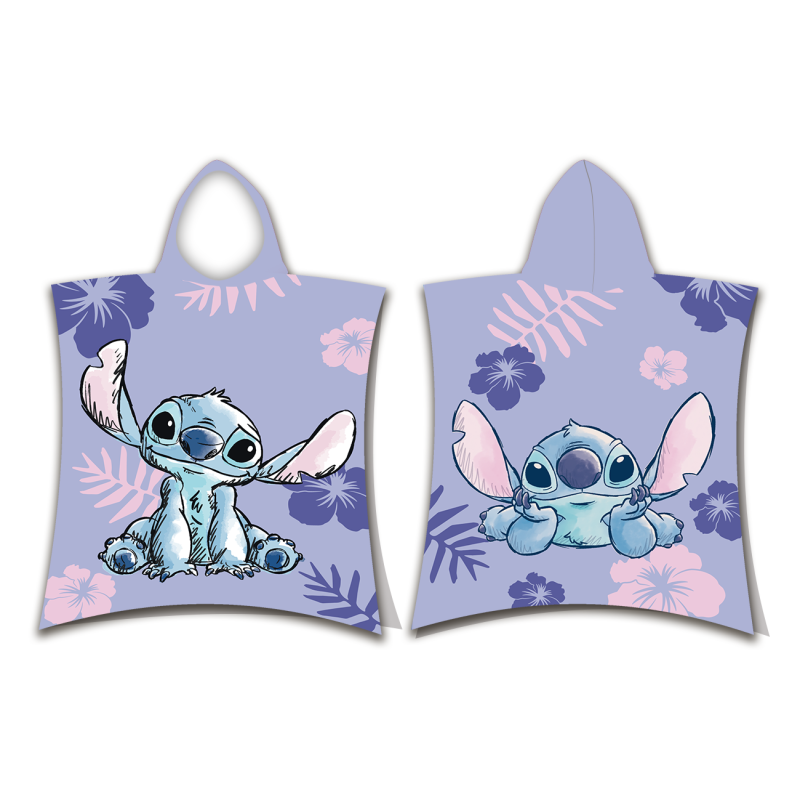 Disney - Poncho de douche avec capuche en coton Lilo Stitch - Violet - 50 x 115 cm