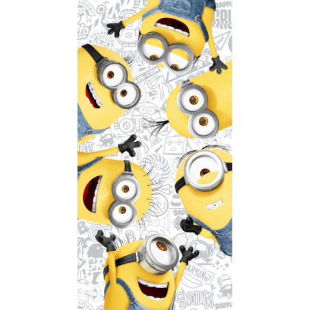 Minions 2 - Serviette de plage en coton - Jaune/Blanc - 70 x 140 cm