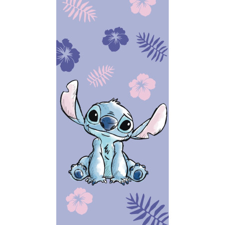 Disney - Serviette de plage en coton "Lilo & Stitch"- Violet - 70 x 140 cm