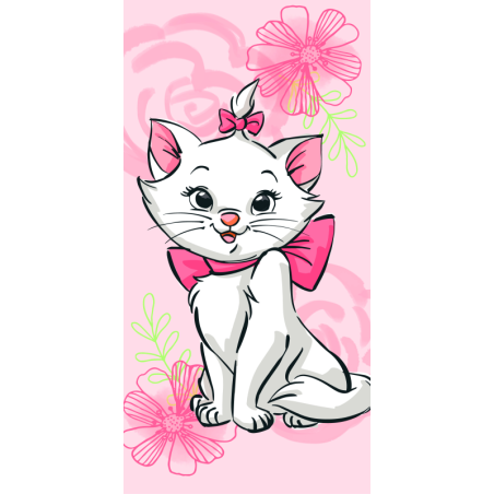 Disney - Serviette de plage en coton "Les Aristochats : Marie"- Rose - 70 x 140 cm