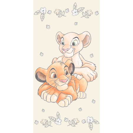 Disney - Serviette de plage en coton "Le Roi Lion"- Beige - 70 x 140 cm