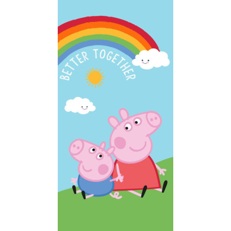 Peppa Pig - Serviette de plage en coton "Arc-En-Ciel"- Multicolore - 70 x 140 cm