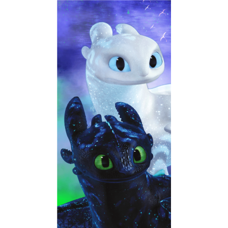 Dragons - Serviette de plage en coton - Noir/Blanc - 70 x 140 cm