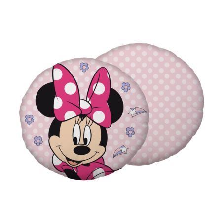 Disney - Coussin rond décoratif "Minnie : pois" - Rose - D 40 cm