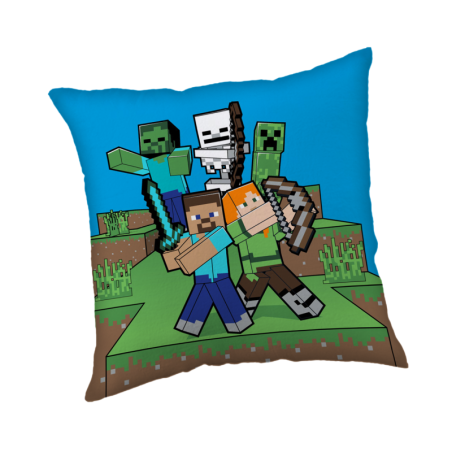 Minecraft - Coussin carré en polaire "Mobs vs Us" - Multicolore - 40 x 40 cm