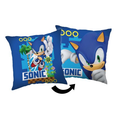 Sonic - Coussin carré en polaire - Bleu - 40 x 40 cm
