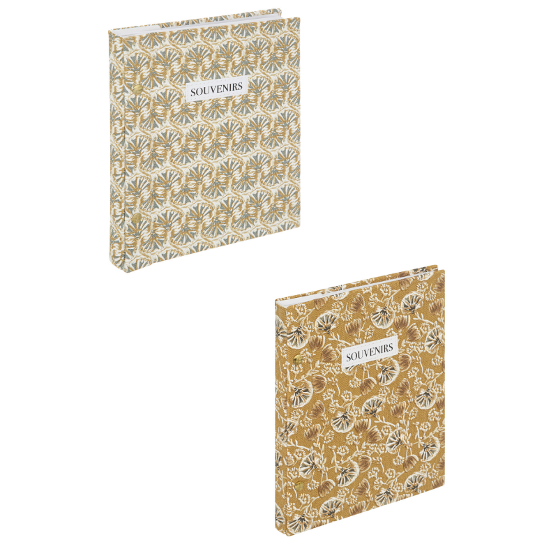 Lot de 2 albums photos Viviane motif floraux - 200 x 2 soit 400 photos - Jaune/Beige