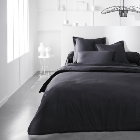 Drap housse en coton "Essential" - Noir - 140 x 190 cm