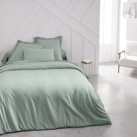 Drap housse en coton "Essential" - Vert céladon - 140 x 190 cm