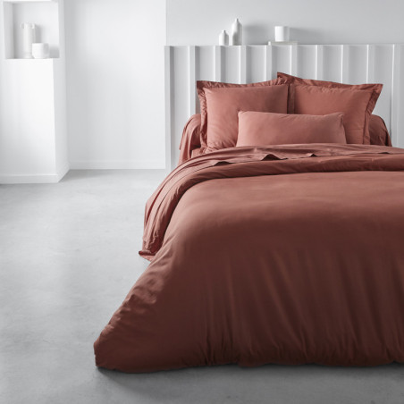 Drap housse en coton "Essential" - Terracotta - 140 x 190 cm