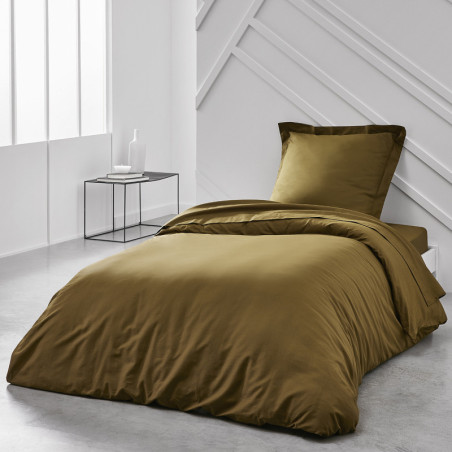 Drap housse en coton "Essential" - Bronze - 90 x 190 cm