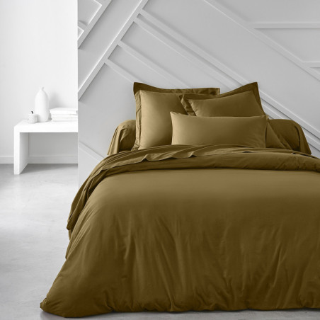 Drap housse en coton "Essential" grands bonnets - Bronze - 180 x 200 cm