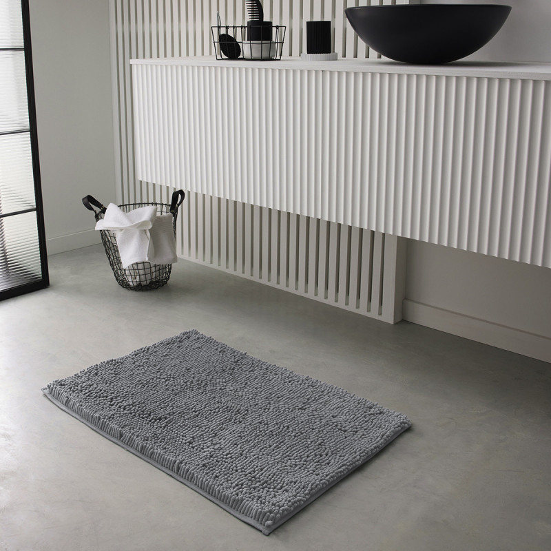 Tapis de bain uni Essential - Gris acier - 50 x 80 cm