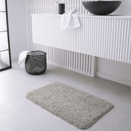 Tapis de Bain "Essential" bord arrondi - Gris clair - l 50 x L 80 cm