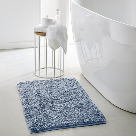 Tapis de bain "Essential" à poils longs - Bleu denim - 50 x 80 cm
