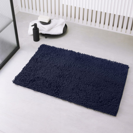Tapis de bain "Essential" à poils longs - Bleu marine - 50 x 80 cm