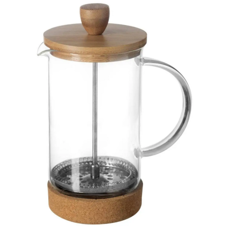 Cafetière 60 cl en verre et bambou - Transparent - D 9 cm