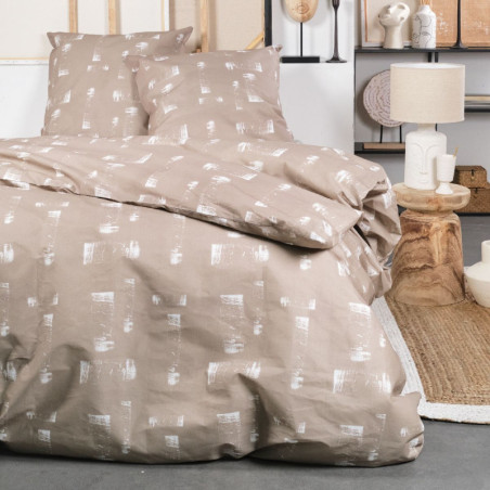 Parure de lit double "Crazy" - Beige - 220 x 240 cm