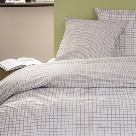 Parure de lit double "Sunny" à motif quadrillé - Rose - 220 x 240 cm