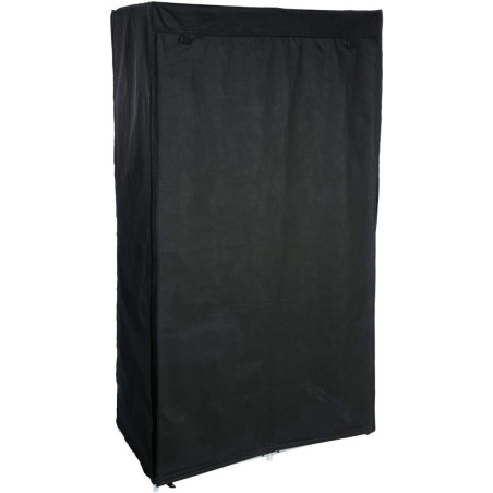 Armoire modulable avec 2 penderies et 5 tablettes en tissu et métal - Noir - H 169 x L 88 x P 46 cm