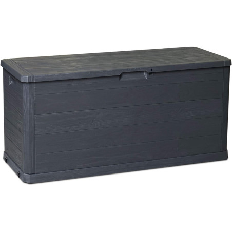 Coffre de jardin en plastique - 280L - Gris anthracite - L 116,5 x P 44,5 x H 55,5 cm