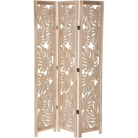 Paravent en bois à motifs "Palm" en bois - Beige - H 165 x L 105 cm