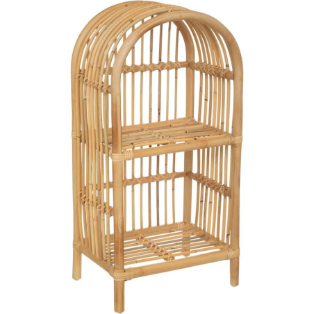 Bibliothèque en rotin à 2 rangements - Beige - H 77 x L 38 x P 28 cm