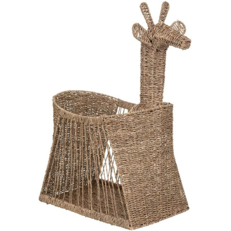 Panier en jacinthe en forme de girafe - Marron - L 60,5 x P 34 x H 78,5 cm