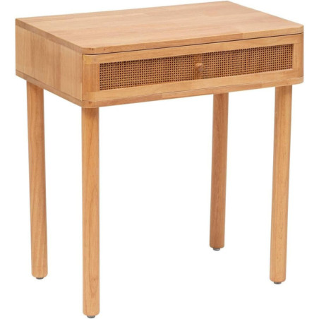 Bureau enfant en bois et cannage avec 1 tiroir - Beige - L 61 x P 35 x H 55 cm