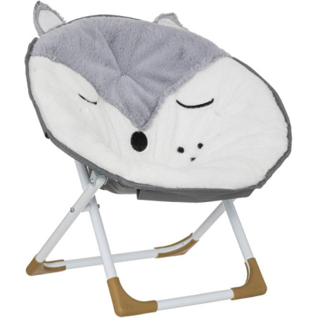 Fauteuil pliant pour enfant à motif de renard - Gris/Blanc - L 40,5 x P 23,5 x H 51 cm